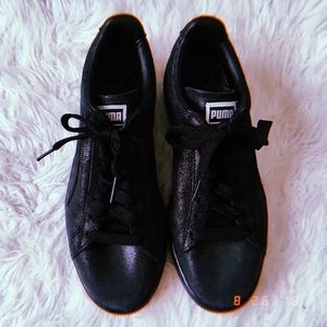 Metallic Black Puma Basket Sneakers